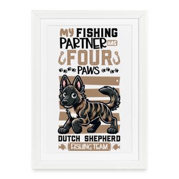 Pêche et berger hollandais - Affiche encadrée (27 × 37 cm) - blanc - Devant