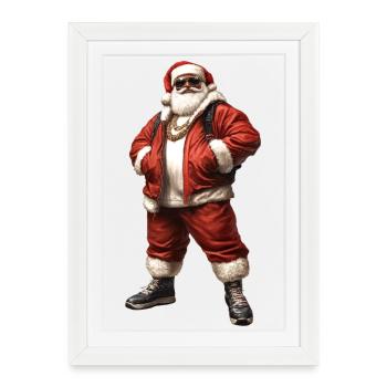 Santa Claus, Santa Claus in Hip Hop, Rap Style - Framed poster (27 × 37 cm) - white - Front