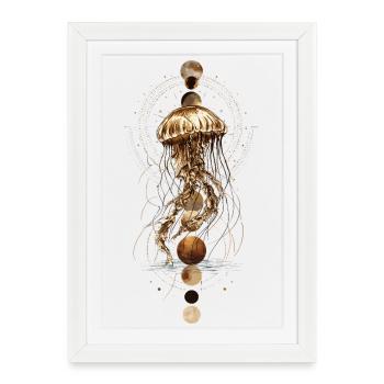 Méduse bohème avec phases de lune – Design mystique - Affiche encadrée (27 × 37 cm) - blanc - Devant