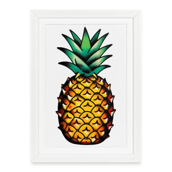 Tatouage classique : ananas - Affiche encadrée (27 × 37 cm) - blanc - Devant