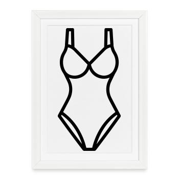 maillot de bain - Affiche encadrée (27 × 37 cm) - blanc - Devant