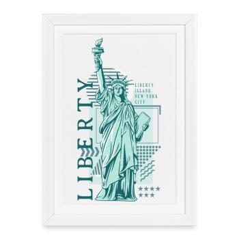 Liberté Bleu Vintage - Affiche encadrée (27 × 37 cm) - blanc - Devant
