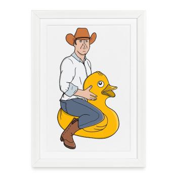 Cowboy Rider on Rubber Duck - Framed poster (27 × 37 cm) - white - Front