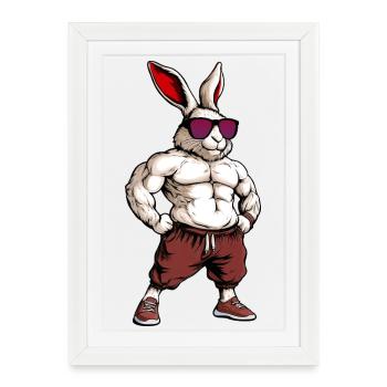 Lapin de sport - Affiche encadrée (27 × 37 cm) - blanc - Devant