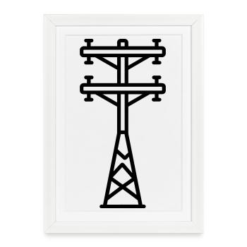 poteau électrique - Affiche encadrée (27 × 37 cm) - blanc - Devant