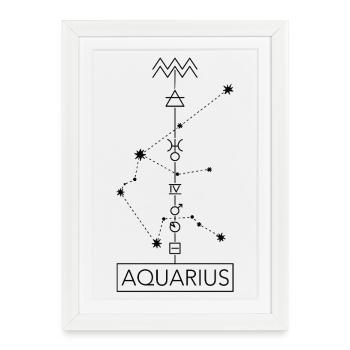 Aquarius - Aquarius Zodiac - black - Framed poster (27 × 37 cm) - white - Front