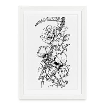 La floraison arrive même dans la mort - Chemise Gothique en forme de Crâne - Affiche encadrée (27 × 37 cm) - blanc - Devant