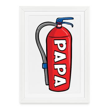 Annonceur du bébé - Papa pompier - Affiche encadrée (27 × 37 cm) - blanc - Devant