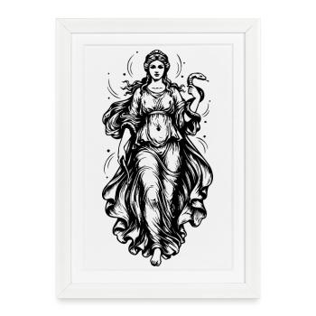 Déesse grecque antique avec serpent - Affiche encadrée (27 × 37 cm) - blanc - Devant