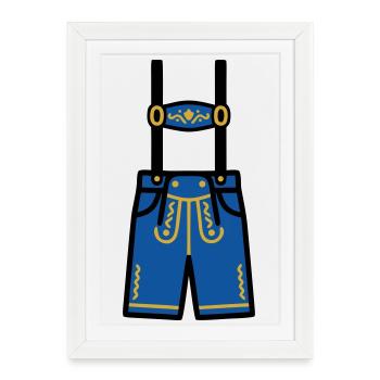 Festival traditionnel des costumes traditionnels de Bavière de Lederhosen Jardin à bière - Affiche encadrée (27 × 37 cm) - blanc - Devant