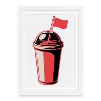 Tasse du drapeau rouge - Affiche encadrée (27 × 37 cm) - blanc - Devant