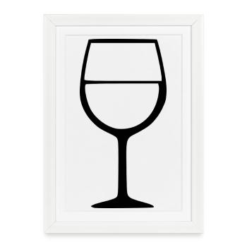 Vin, verre de vin, vin rouge, cadeau de vin blanc. - Affiche encadrée (27 × 37 cm) - blanc - Devant