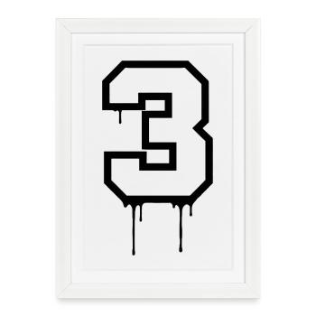 Graffiti Style Numéro 3 Design - Affiche encadrée (27 × 37 cm) - blanc - Devant