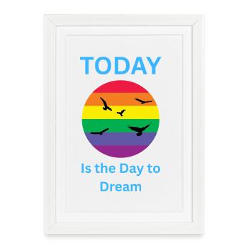 Aujourd’hui, c’est le T-shirt arc-en-ciel Jour de Rêver - Affiche encadrée (27 × 37 cm) - blanc - Devant