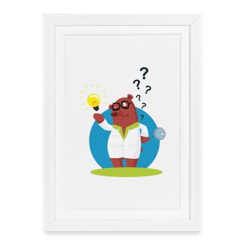 Erklärbär - Gerahmtes Poster (27 × 37 cm) - Weiß - Vorne