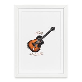 J'aime La Guitare - Affiche encadrée (27 × 37 cm) - blanc - Devant