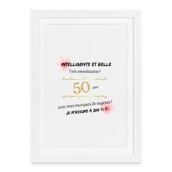 50 ans, je m'assume à 200 % - Affiche encadrée (27 × 37 cm) - blanc - Devant