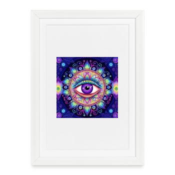 Eye in colored mandala - Framed poster (27 × 37 cm) - white - Front