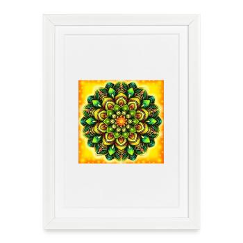 Glowing Mandala Flower Pattern - Framed poster (27 × 37 cm) - white - Front