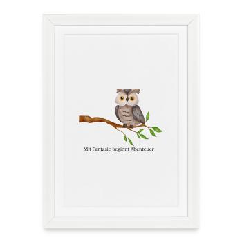 Owl Motif - Framed poster (27 × 37 cm) - white - Front