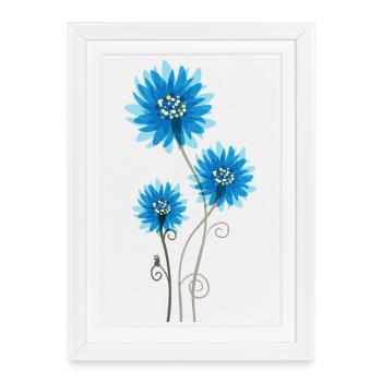 Beautiful Blue Flowers - Spring - Summer - Nature - Framed poster (27 × 37 cm) - white - Front