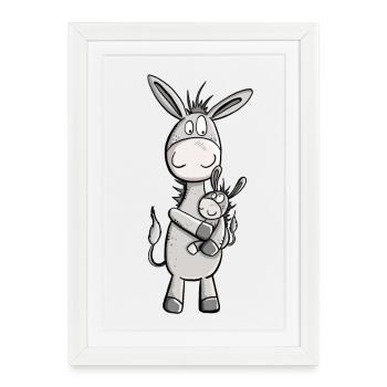 Happy donkey siblings I baby brother sister - Framed poster (27 × 37 cm) - white - Front