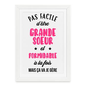 Soeur Soeurette Frère Naissance Bébé Sœur - Affiche encadrée (27 × 37 cm) - blanc - Devant
