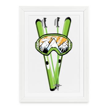 Ski Sports - Affiche encadrée (27 × 37 cm) - blanc - Devant