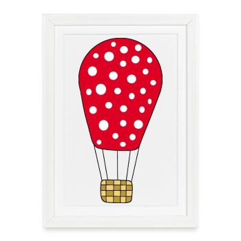 Montgolfière rouge - Affiche encadrée (27 × 37 cm) - blanc - Devant
