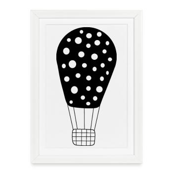 Montgolfière noir - Affiche encadrée (27 × 37 cm) - blanc - Devant
