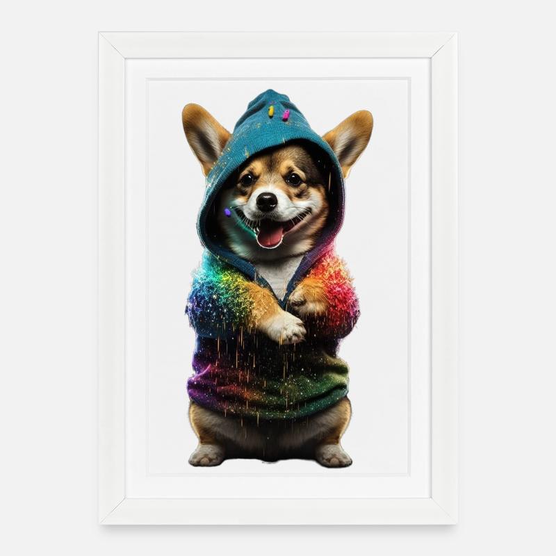 Pup élégant - Affiche encadrée (27 × 37 cm) - blanc