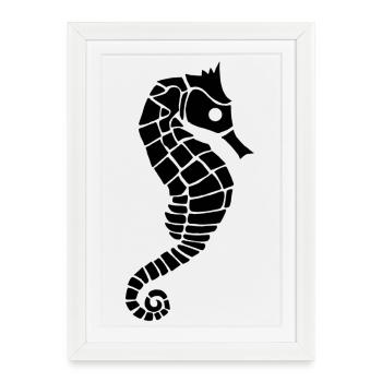 Black seahorse - Framed poster (27 × 37 cm) - white - Front