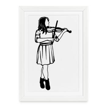 Violin Girl Sketch - Framed poster (27 × 37 cm) - white - Front