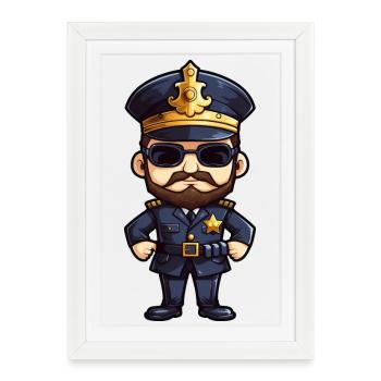 Policier - Affiche encadrée (27 × 37 cm) - blanc - Devant