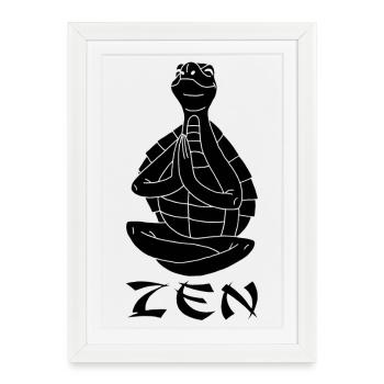 Tortue yogi (noir) - Affiche encadrée (27 × 37 cm) - blanc - Devant