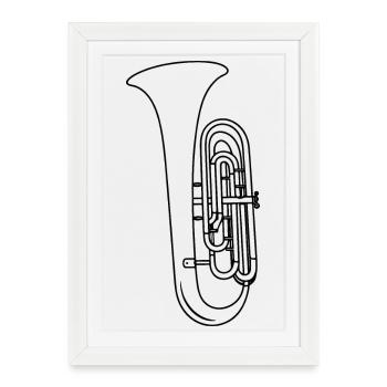 Croquis de tuba - Affiche encadrée (27 × 37 cm) - blanc - Devant