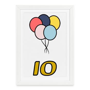 10. 10 ANS. 10e ANNIVERSAIRE. ANNIVERSAIRE 10 ANS. - Affiche encadrée (27 × 37 cm) - blanc - Devant