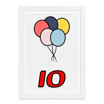 10. 10 ANS. 10e ANNIVERSAIRE. ANNIVERSAIRE 10 ANS. - Affiche encadrée (27 × 37 cm) - blanc - Devant