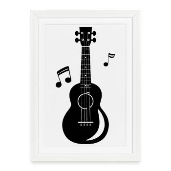 ukulélé - Affiche encadrée (27 × 37 cm) - blanc - Devant