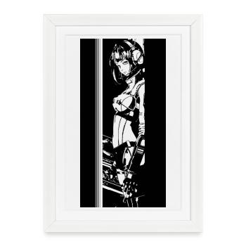 Fille cyberpunk - Affiche encadrée (27 × 37 cm) - blanc - Devant