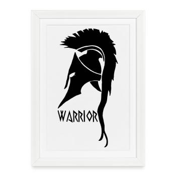 Casque noir de guerrier antique - Affiche encadrée (27 × 37 cm) - blanc - Devant