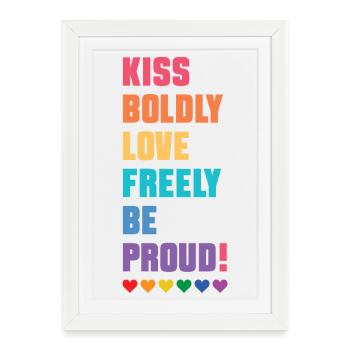 Mois de la fierté LGBTQ - Embrassez audacieusement, aimez librement - Affiche encadrée (27 × 37 cm) - blanc - Devant