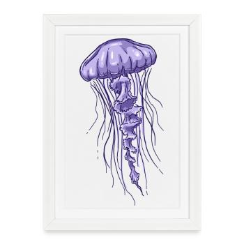 Purple Jellyfish Illustration - Framed poster (27 × 37 cm) - white - Front