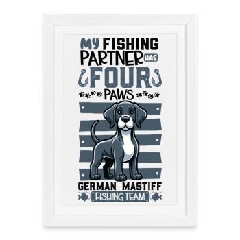 Pêche et dogue allemand - Affiche encadrée (27 × 37 cm) - blanc - Devant