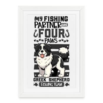 Fishing and Greek Shepherd - Framed poster (27 × 37 cm) - white - Front