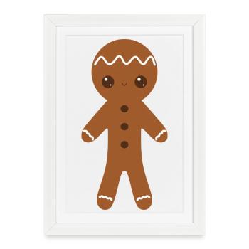 Personnage en pain d’épice avec détails de glaçage - Affiche encadrée (27 × 37 cm) - blanc - Devant