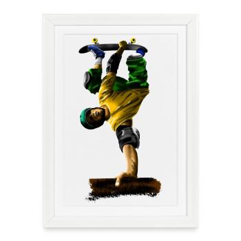 Street Skateboarder Jump Dynamics - Framed poster (27 × 37 cm) - white - Front