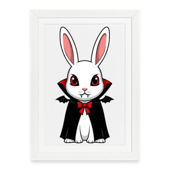 Cute Halloween Rabbit Vampire Chibi Cartoon - Framed poster (27 × 37 cm) - white - Front