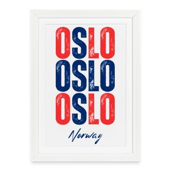 Oslo Norvège, souvenir d’Oslo - Affiche encadrée (27 × 37 cm) - blanc - Devant