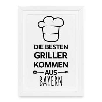 Les meilleurs barbecues viennent de Bavière / BBQ, Grill - Affiche encadrée (27 × 37 cm) - blanc - Devant